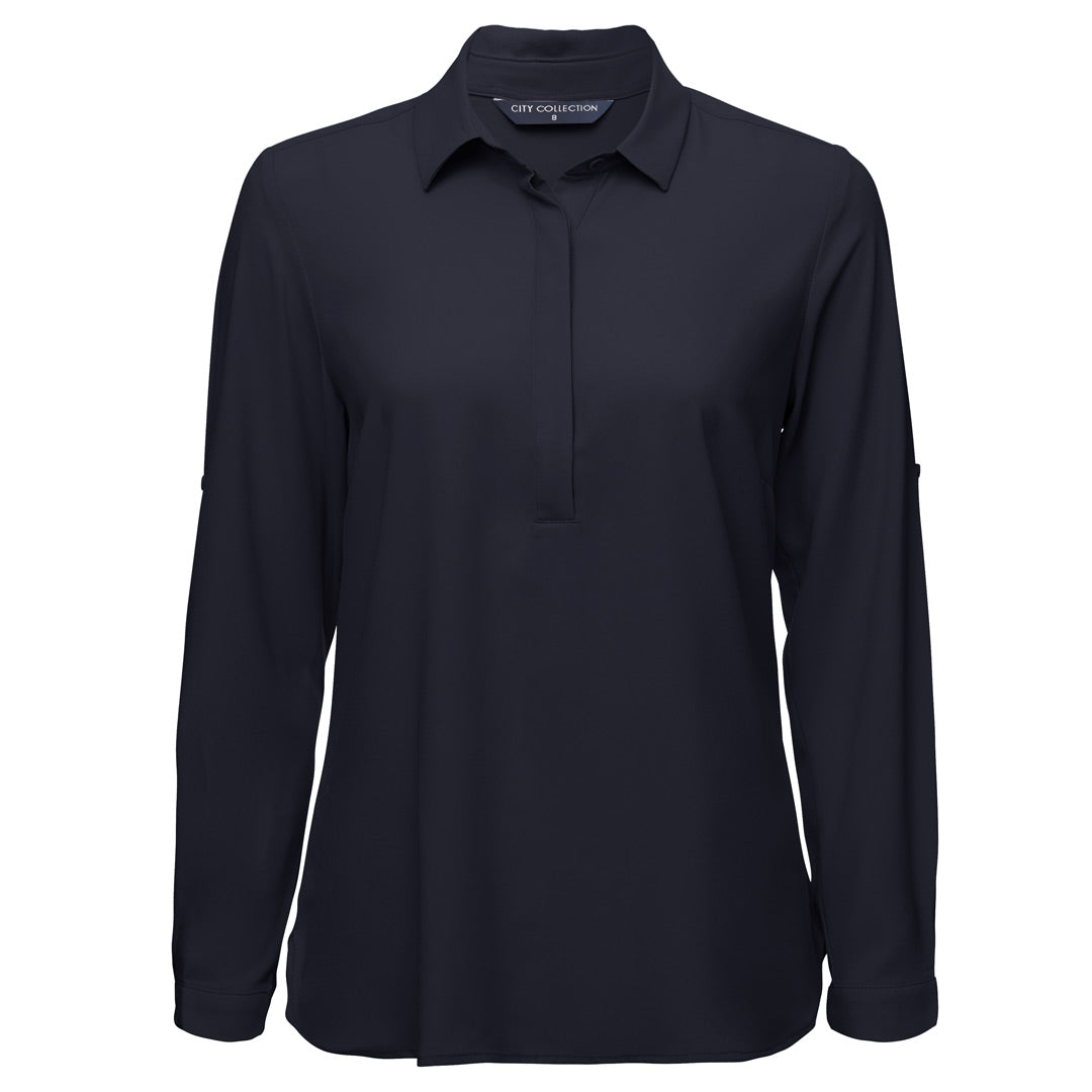 City Collection The Meghan Shirt | Ladies | Long Sleeve Navy Shirts & Tops