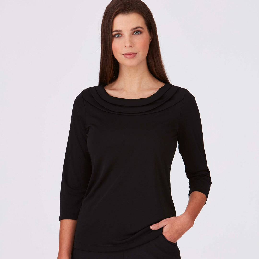 City Collection The Eva Knit Top | Ladies | 3/4 Sleeve Black Shirts & Tops