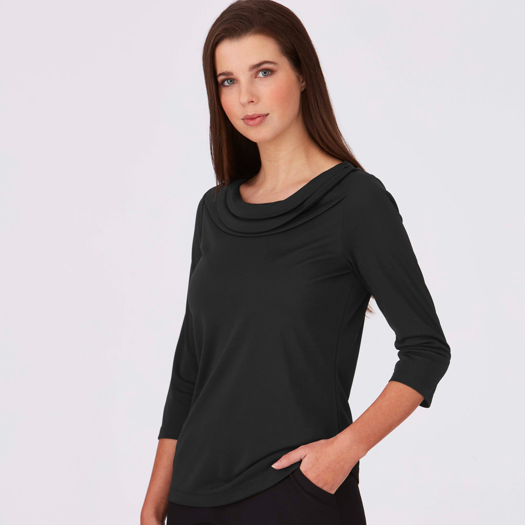 City Collection The Eva Knit Top | Ladies | 3/4 Sleeve Charcoal Shirts & Tops