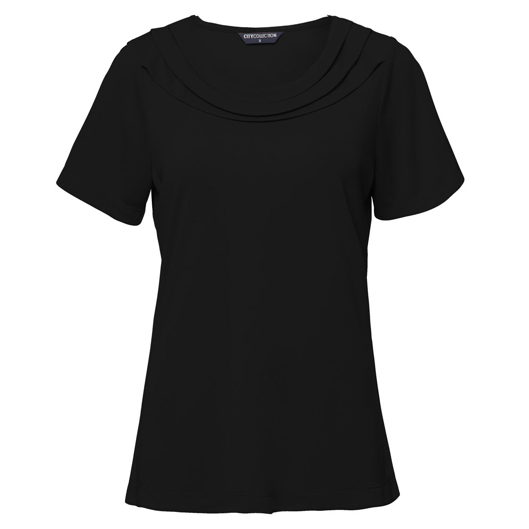 City Collection The Eva Knit Top | Ladies | Short Sleeve Black Shirts & Tops