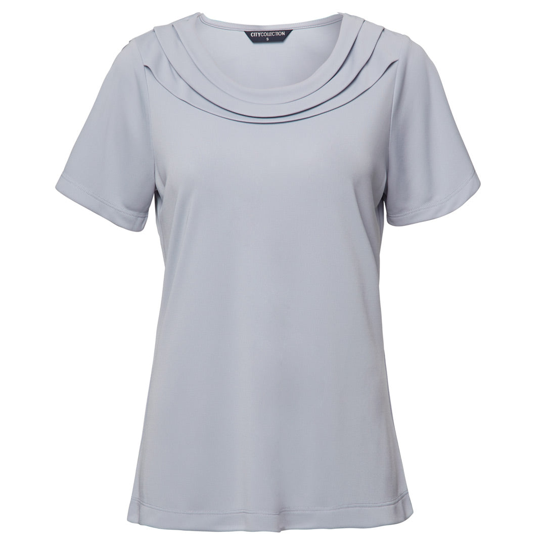City Collection The Eva Knit Top | Ladies | Short Sleeve Silver Shirts & Tops