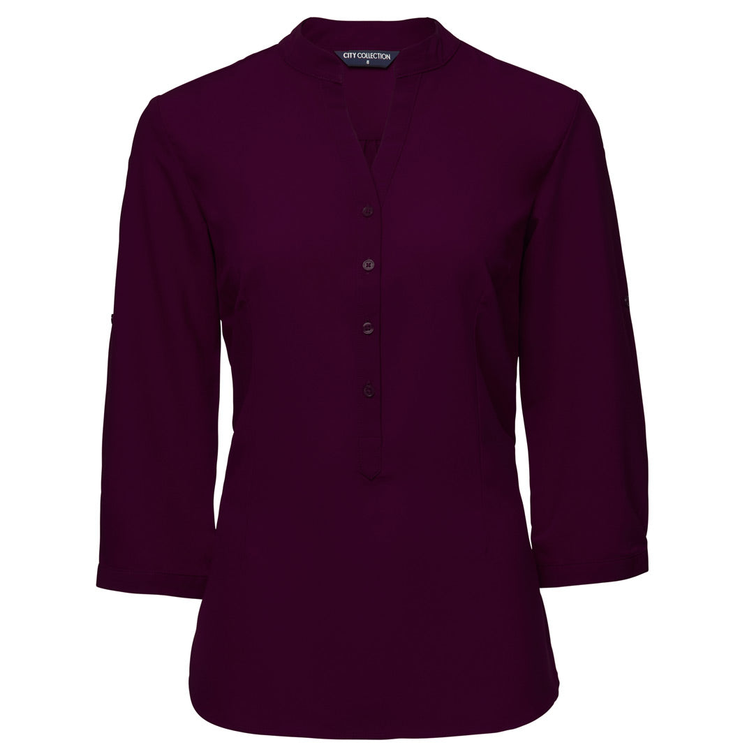 City Collection The So Ezy Shirt | Ladies | 3/4 Sleeve Grape Shirts & Tops