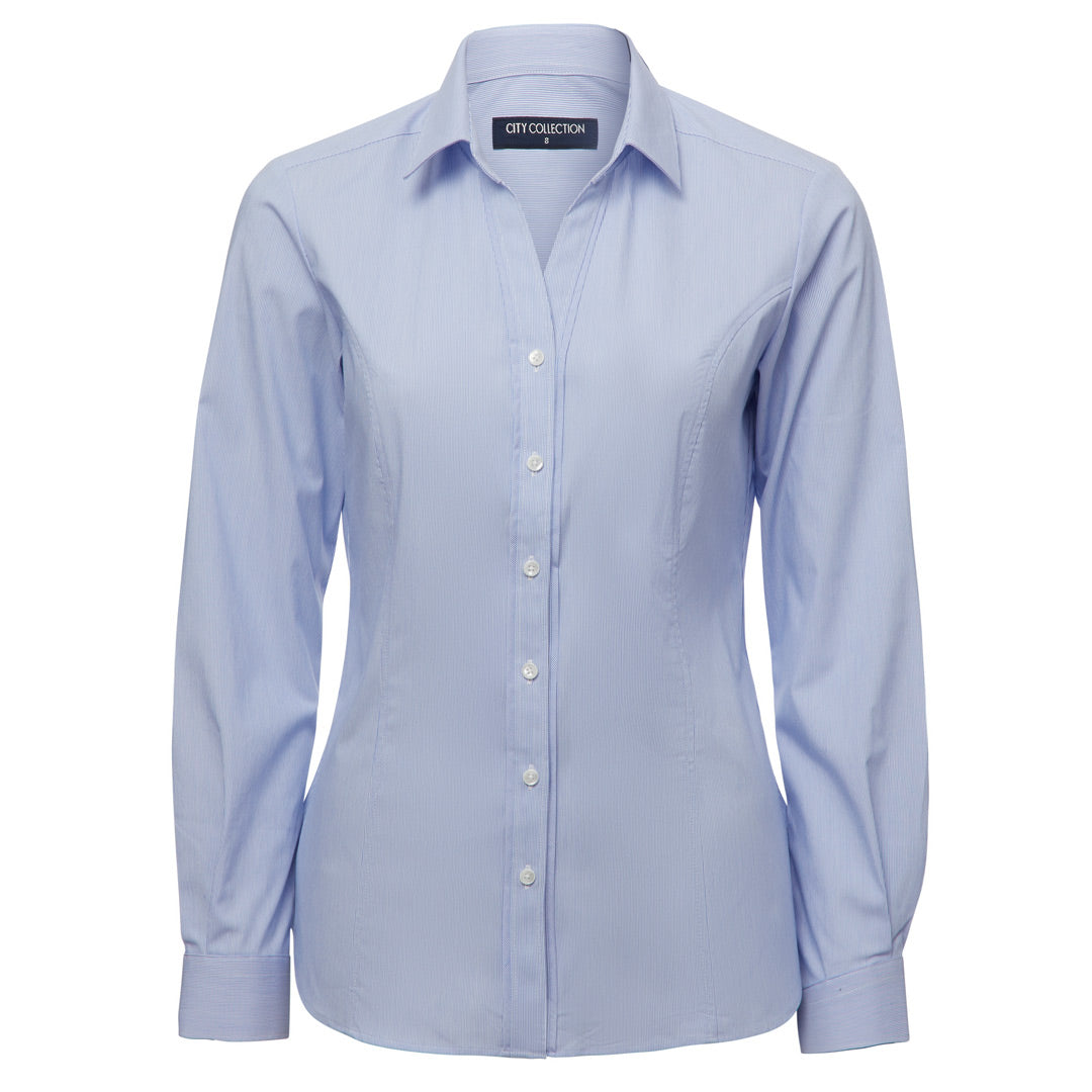 City Collection The Pin Feather Shirt | Ladies | Long Sleeve Blue Shirts & Tops