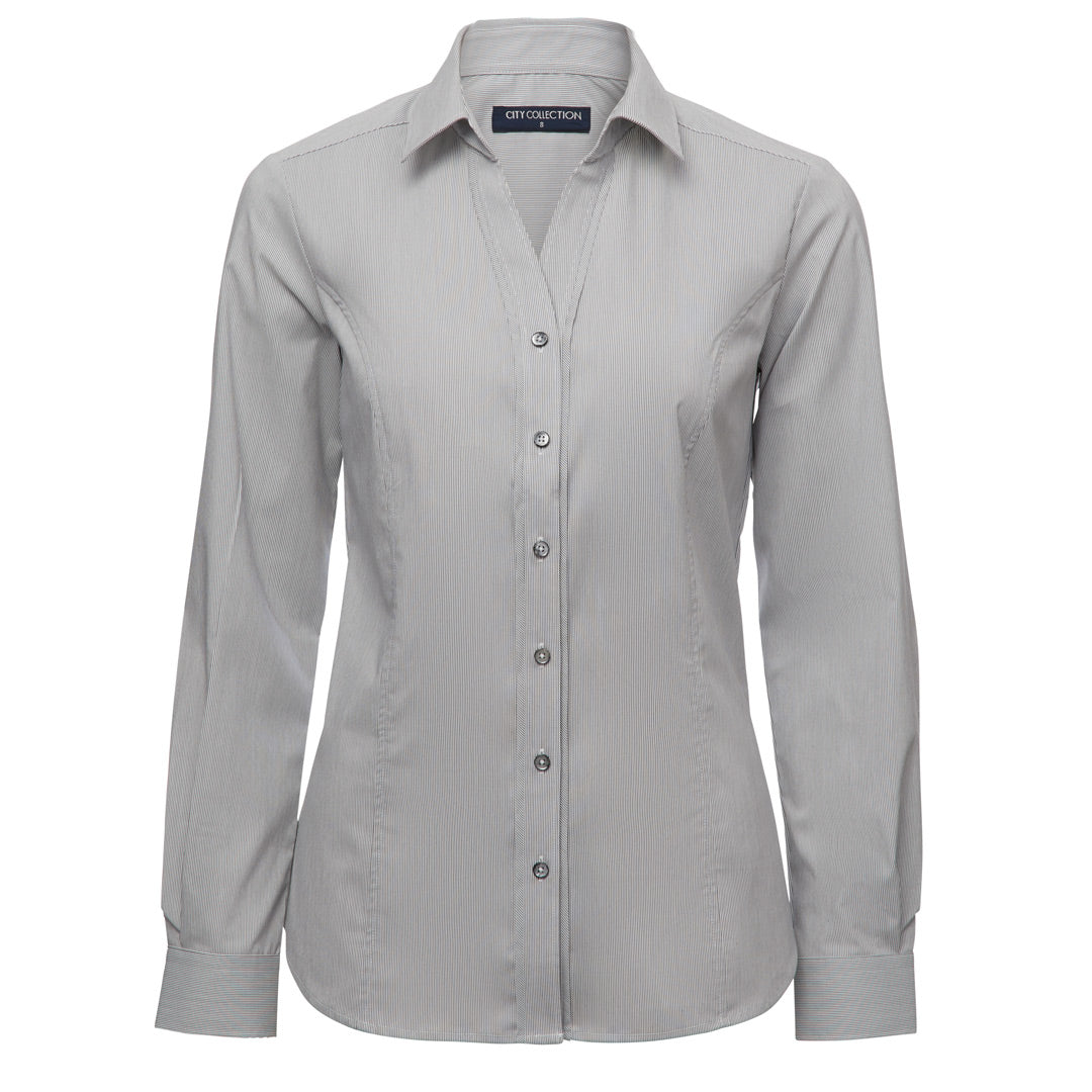 City Collection The Pin Feather Shirt | Ladies | Long Sleeve Charcoal Shirts & Tops