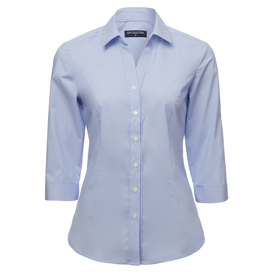 City Collection The Pin Feather Shirt | Ladies | 3/4 Sleeve Blue Shirts & Tops