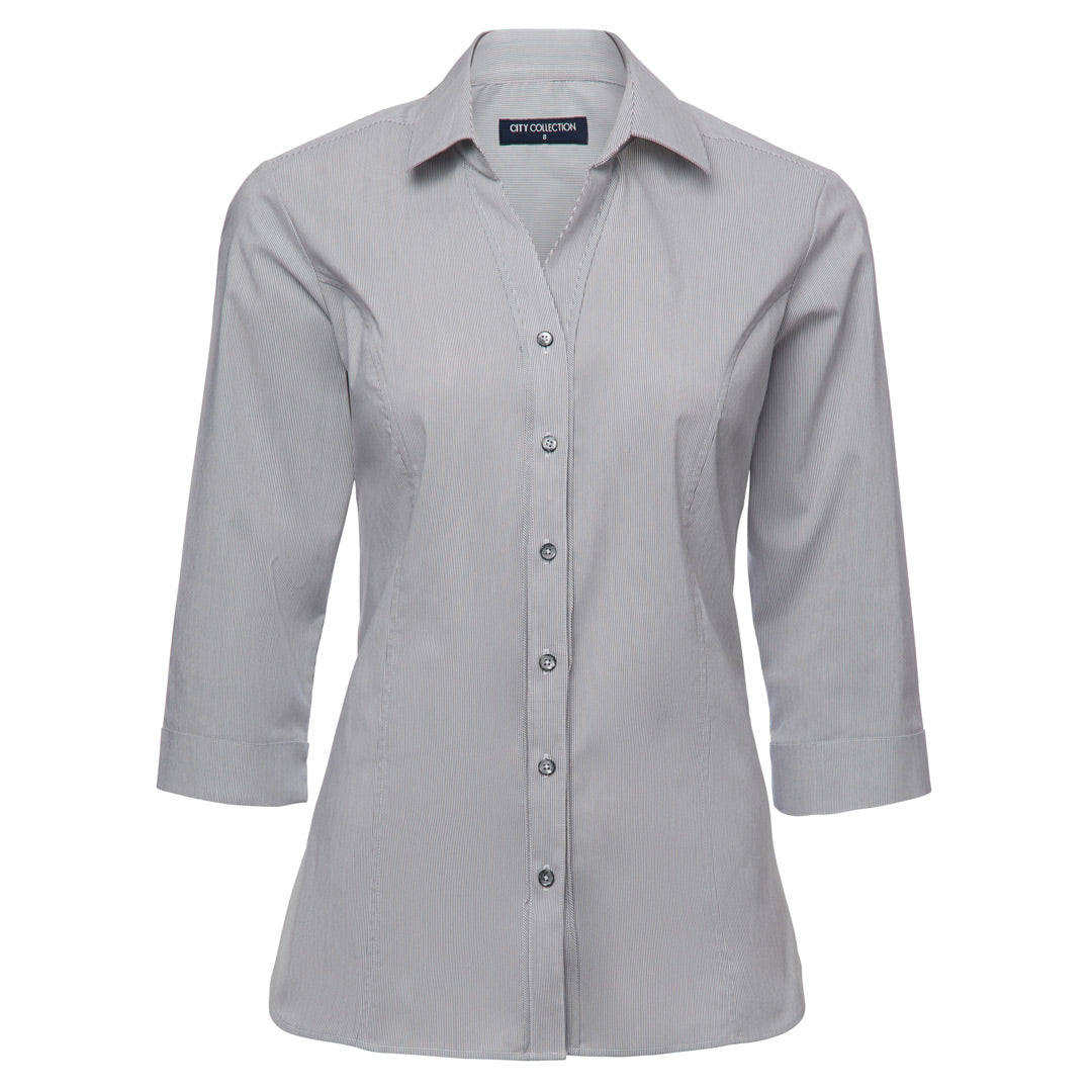 City Collection The Pin Feather Shirt | Ladies | 3/4 Sleeve Charcoal Shirts & Tops