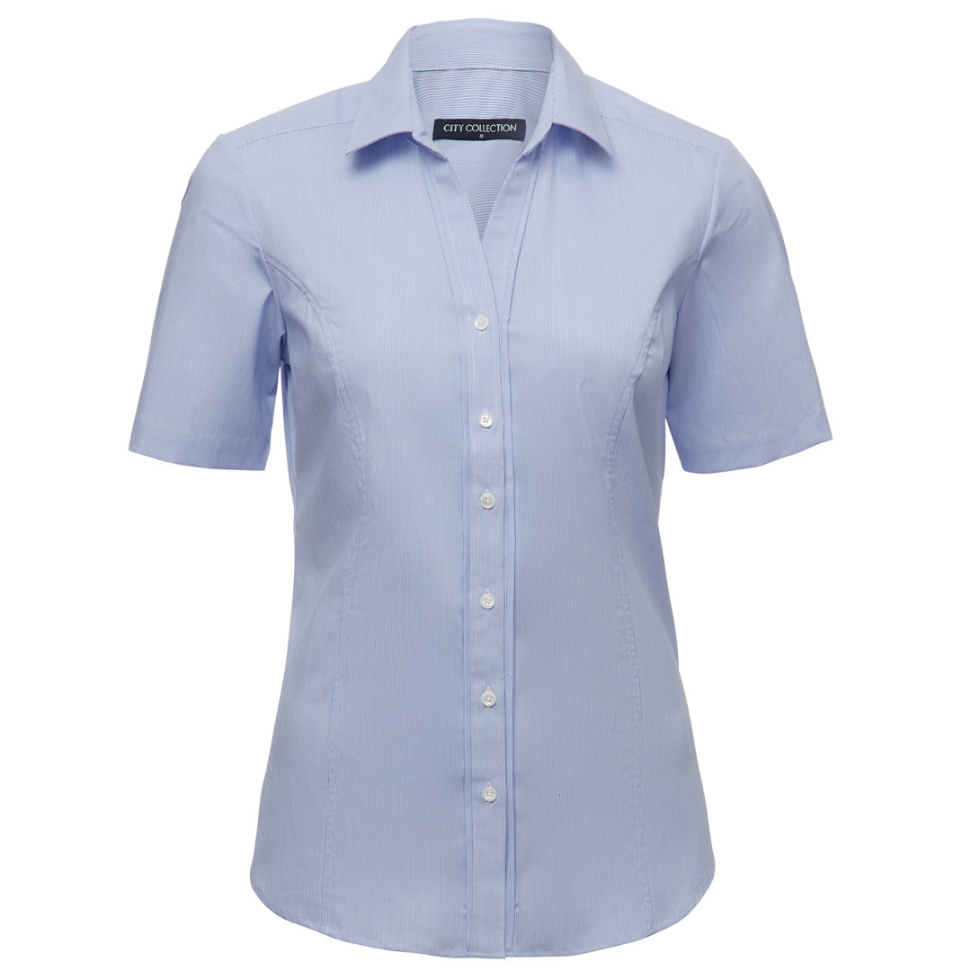 City Collection The Pin Feather Shirt | Ladies | Short Sleeve Blue Shirts & Tops