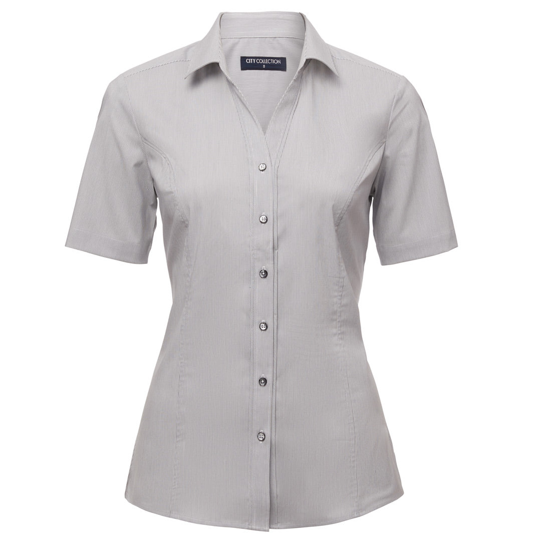 City Collection The Pin Feather Shirt | Ladies | Short Sleeve Charcoal Shirts & Tops