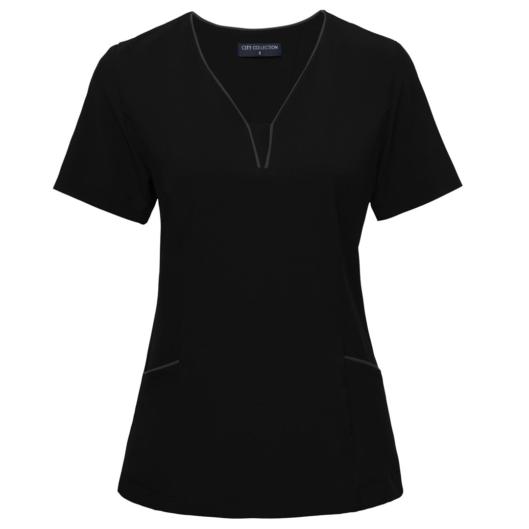 City Collection The Stretch Tunic | Ladies | Short Sleeve Black/Grey Shirts & Tops