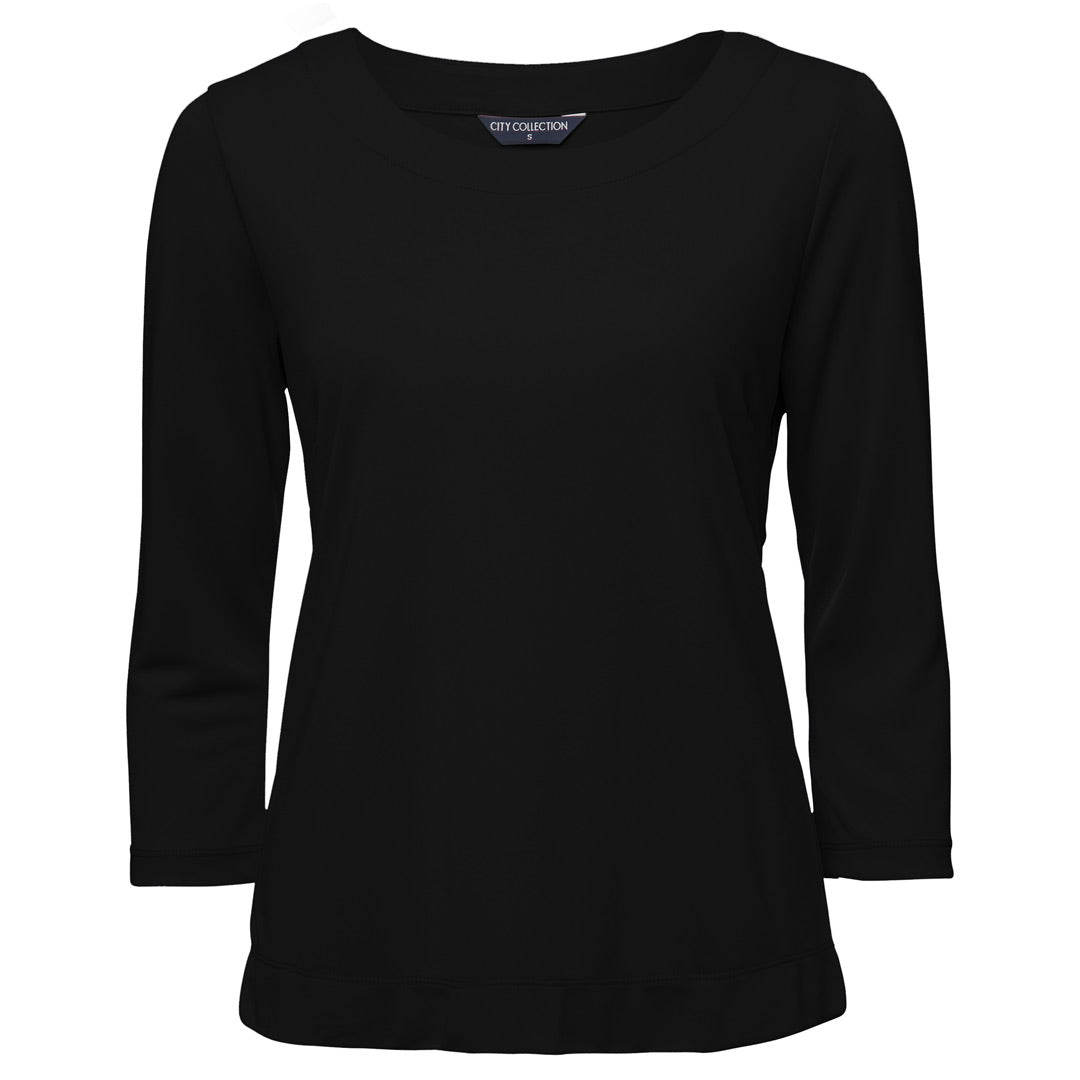 City Collection The Smart Knit Top | Ladies | 3/4 Sleeve Black Shirts & Tops