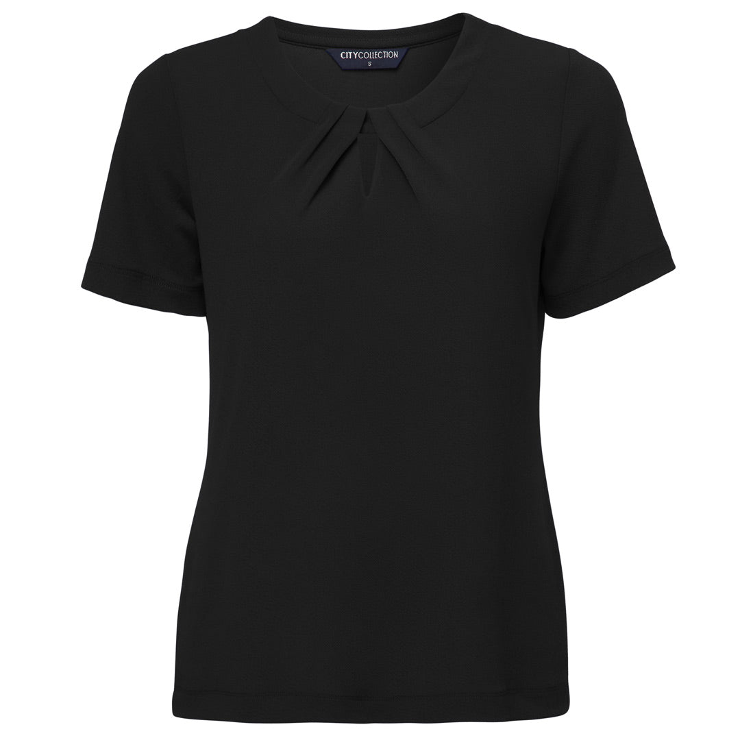 City Collection The Keyhole Top | Ladies | Short Sleeve Black Shirts & Tops