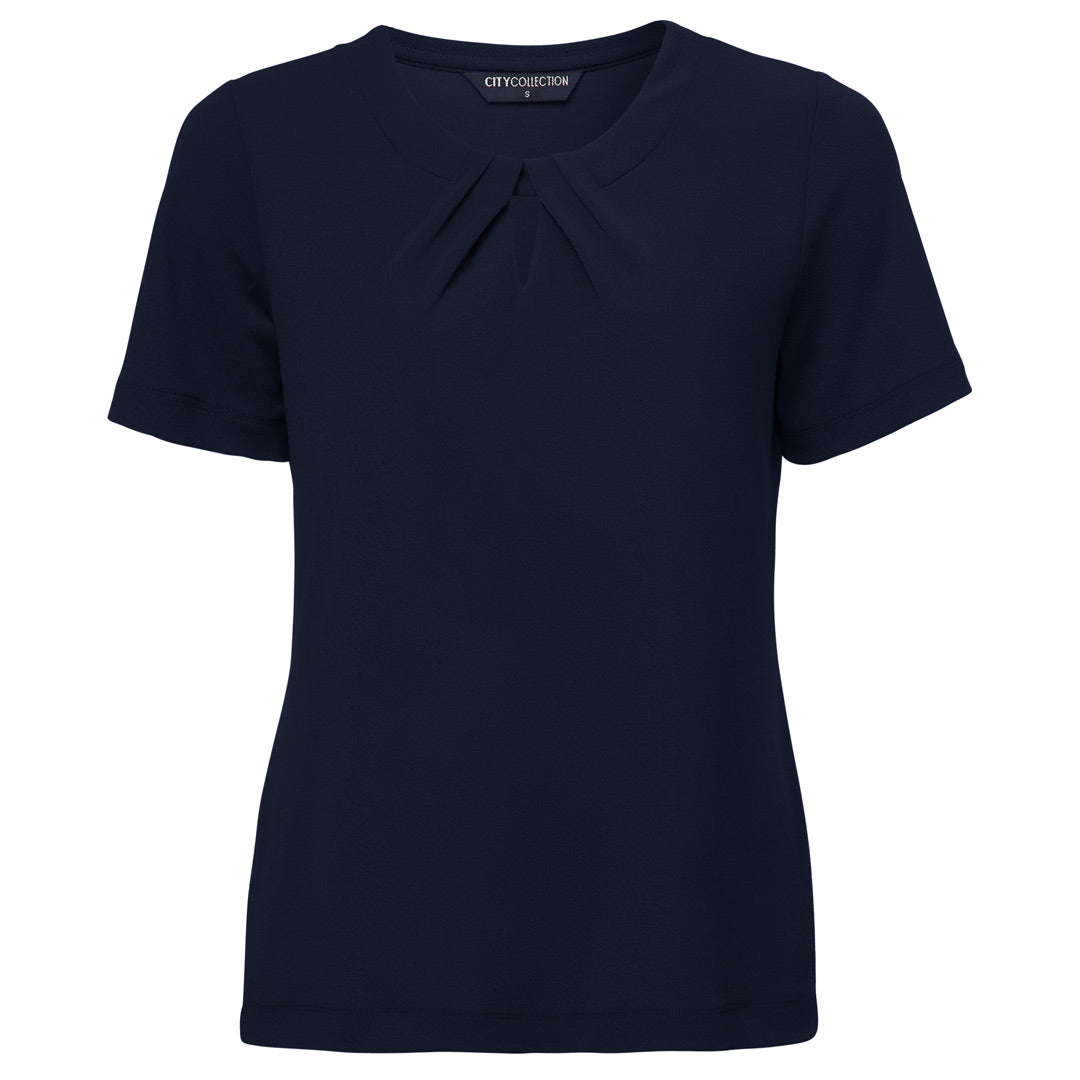 City Collection The Keyhole Top | Ladies | Short Sleeve Navy Shirts & Tops