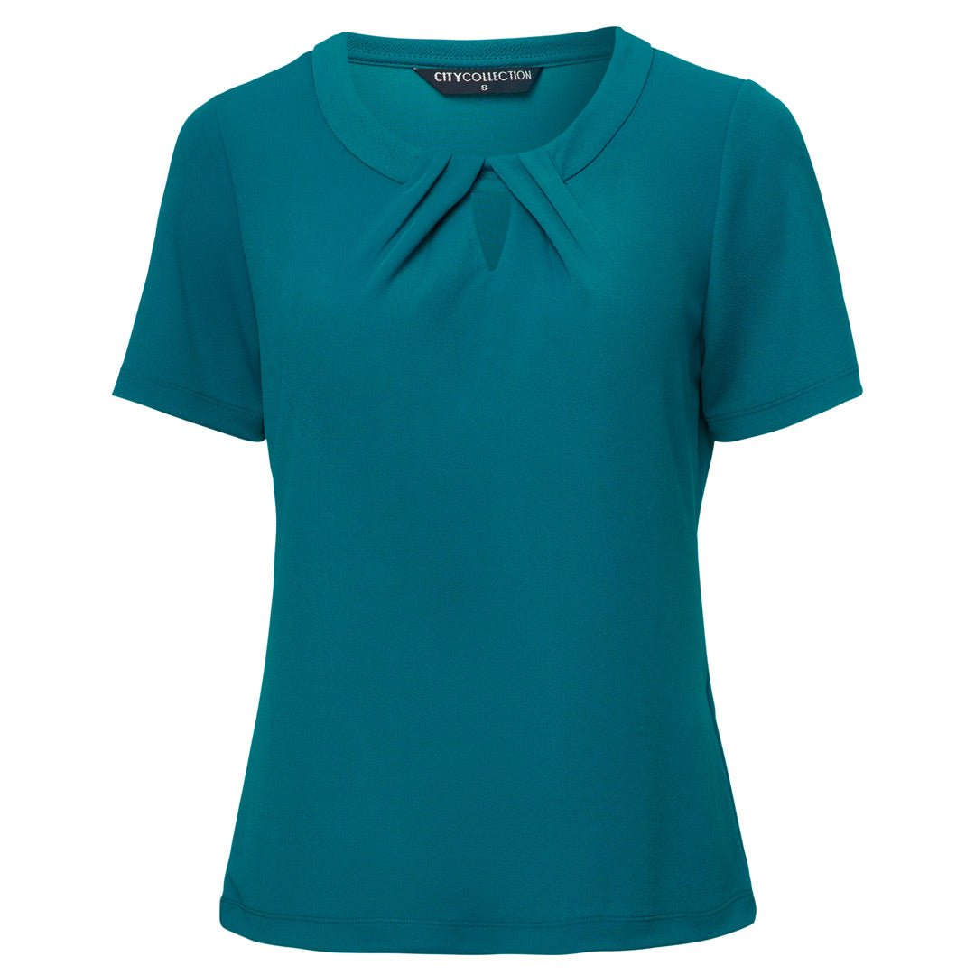 City Collection The Keyhole Top | Ladies | Short Sleeve Teal Shirts & Tops