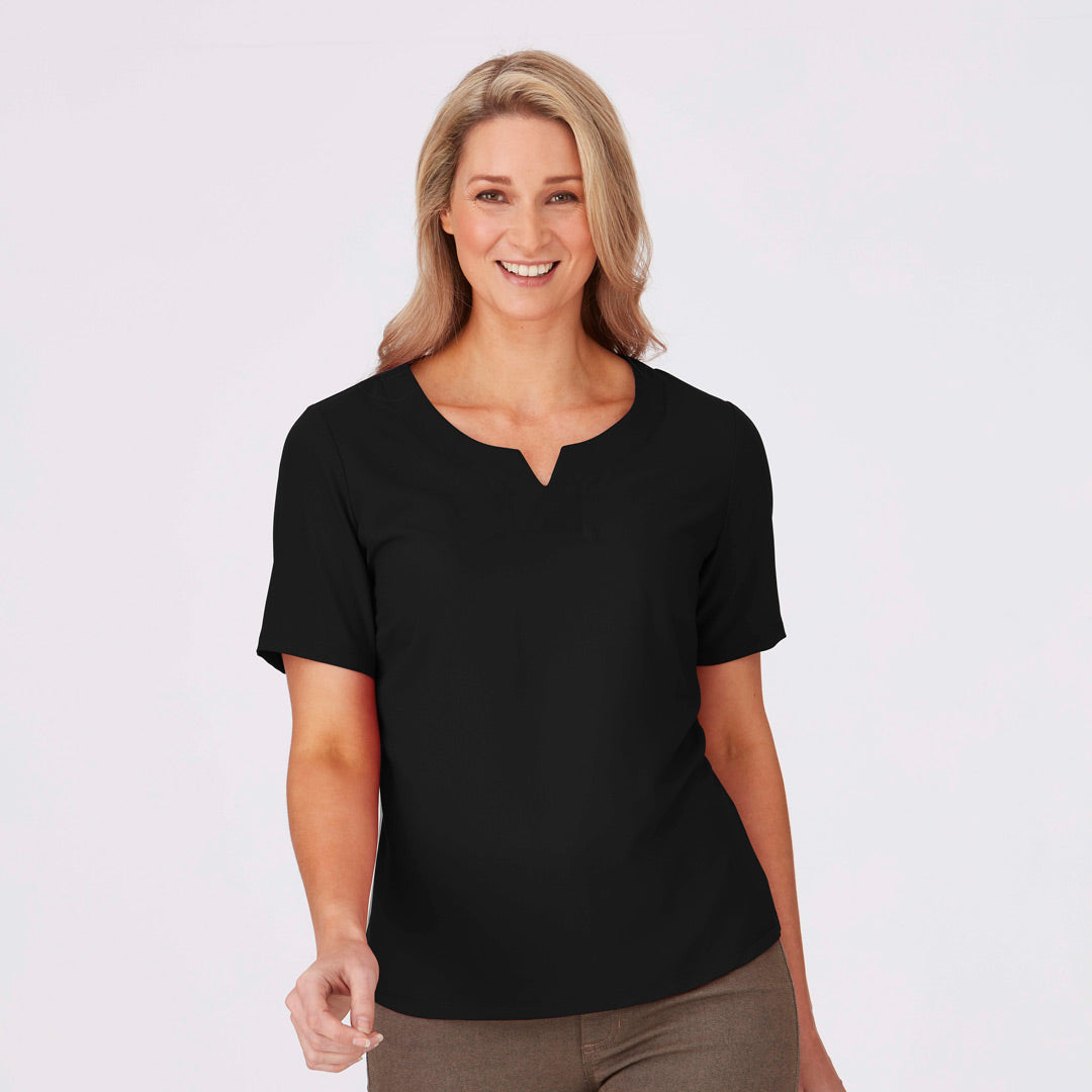 City Collection The Knit Woven Top | Ladies | Short Sleeve Shirts & Tops