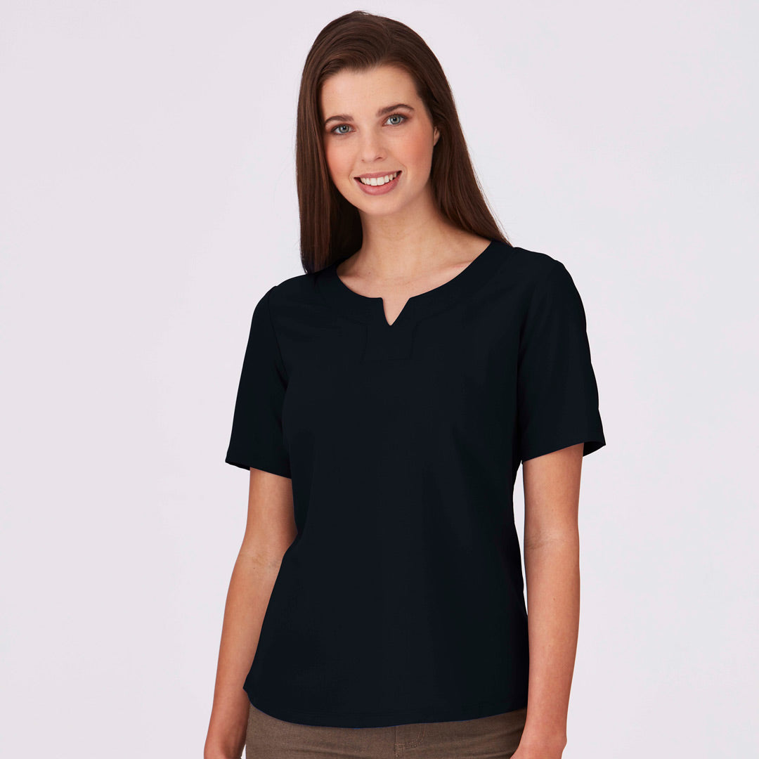 City Collection The Knit Woven Top | Ladies | Short Sleeve Shirts & Tops