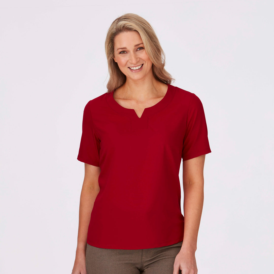 City Collection The Knit Woven Top | Ladies | Short Sleeve Shirts & Tops