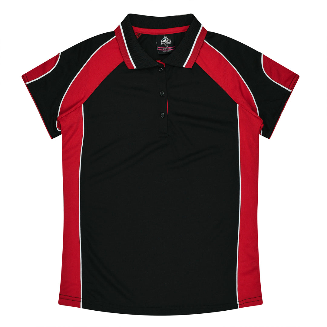 Aussie Pacific The Murray Polo | Ladies Black/Red Shirts & Tops