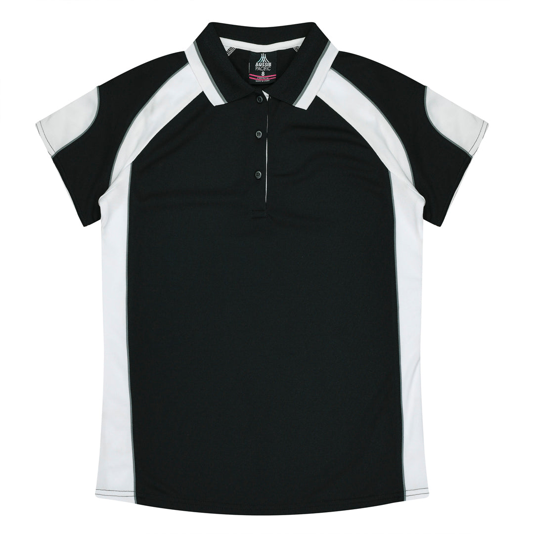 Aussie Pacific The Murray Polo | Plus | Ladies Black/White Shirts & Tops