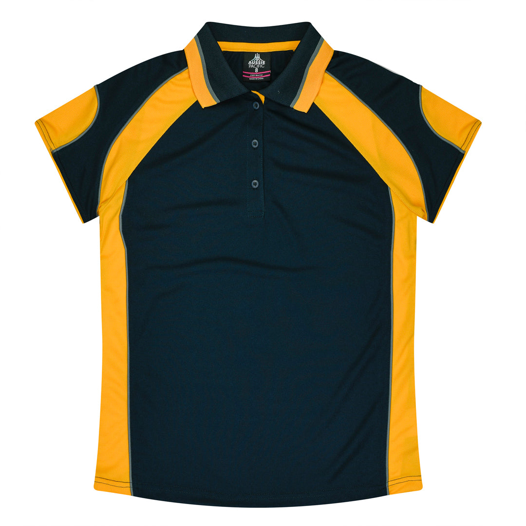Aussie Pacific The Murray Polo | Plus | Ladies Navy/Gold Shirts & Tops