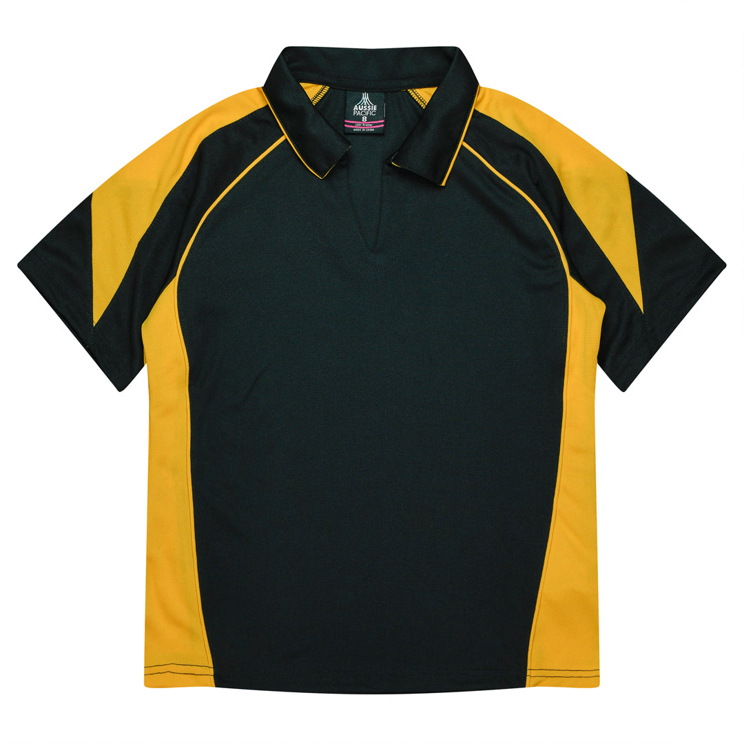 Aussie Pacific The Premier Polo | Ladies Black/Gold Shirts & Tops