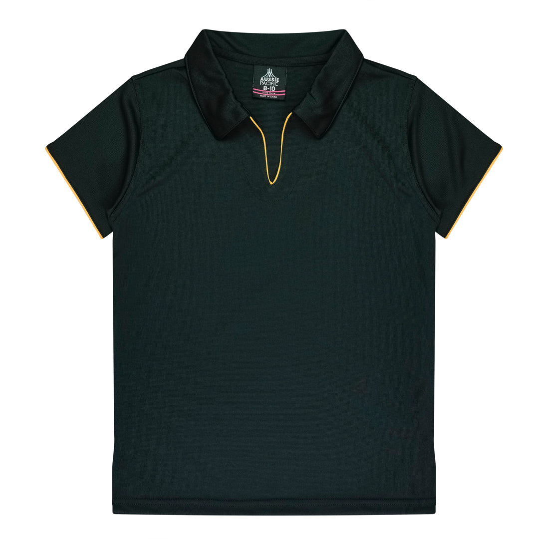 Aussie Pacific The Yarra Polo | Ladies Clearance Black/Gold Shirts & Tops