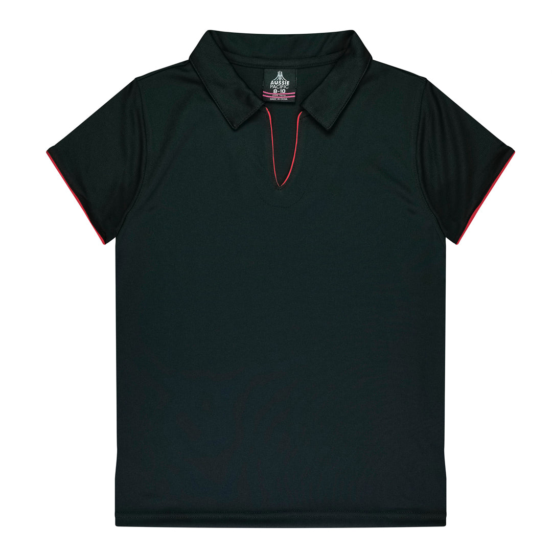 Aussie Pacific The Yarra Polo | Ladies Black/Red Shirts & Tops