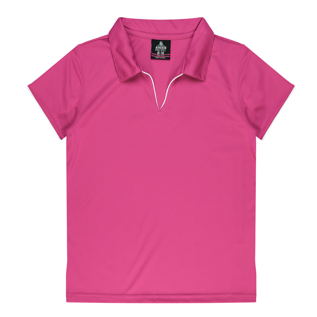 Aussie Pacific The Yarra Polo | Ladies Clearance Hot Pink/White Shirts & Tops