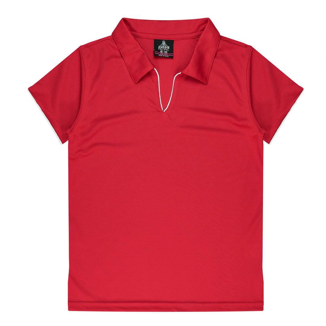 Aussie Pacific The Yarra Polo | Ladies Red/White Shirts & Tops