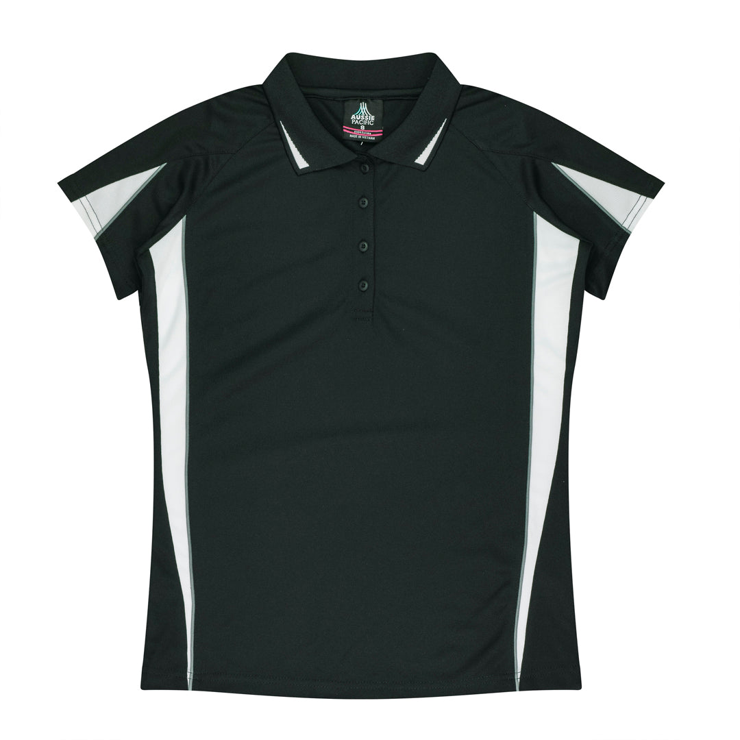 Aussie Pacific The Eureka Polo Shirt | Ladies Black/White Shirts & Tops