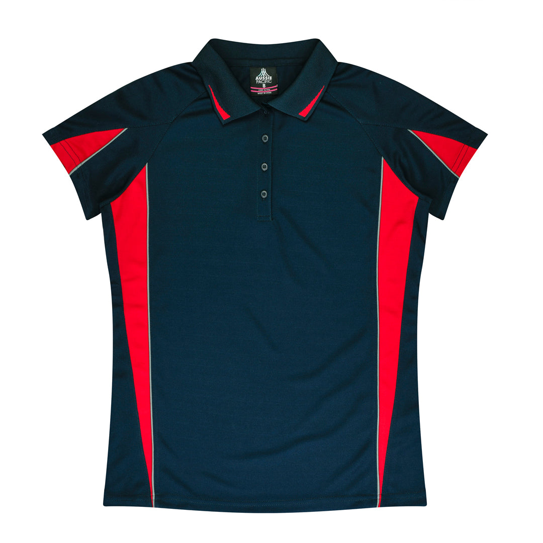 Aussie Pacific The Eureka Polo Shirt | Plus | Ladies Navy/Red Shirts & Tops