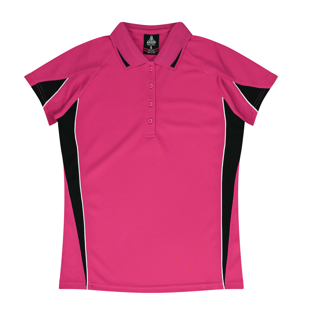 Aussie Pacific The Eureka Polo Shirt | Plus | Ladies Pink/Black Shirts & Tops
