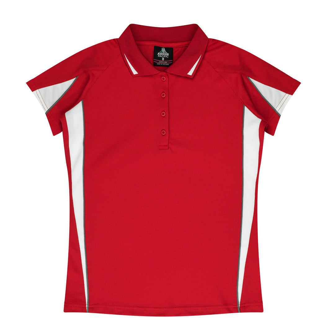 Aussie Pacific The Eureka Polo Shirt | Plus | Ladies Red/White Shirts & Tops