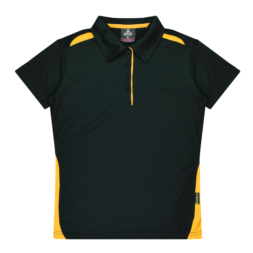 Aussie Pacific The Paterson Polo Shirt | Plus | Ladies Black/Gold Shirts & Tops