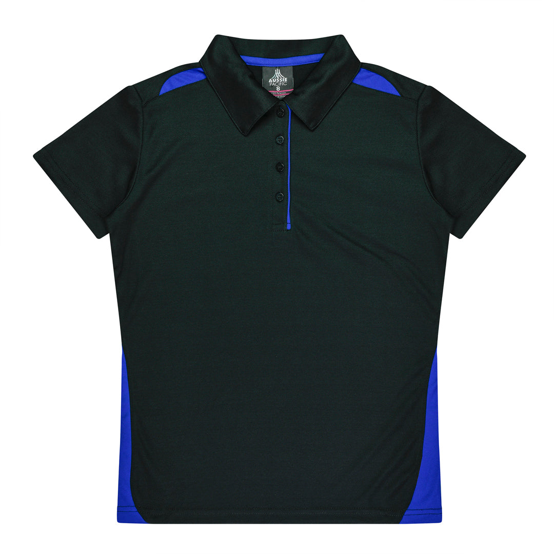 Aussie Pacific The Paterson Polo Shirt | Plus | Ladies Black/Royal Shirts & Tops