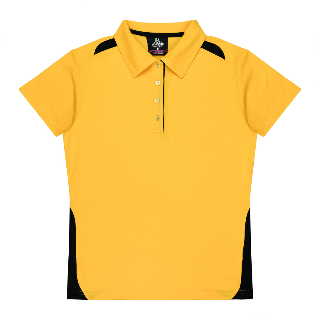 Aussie Pacific The Paterson Polo Shirt | Ladies Gold/Black Shirts & Tops