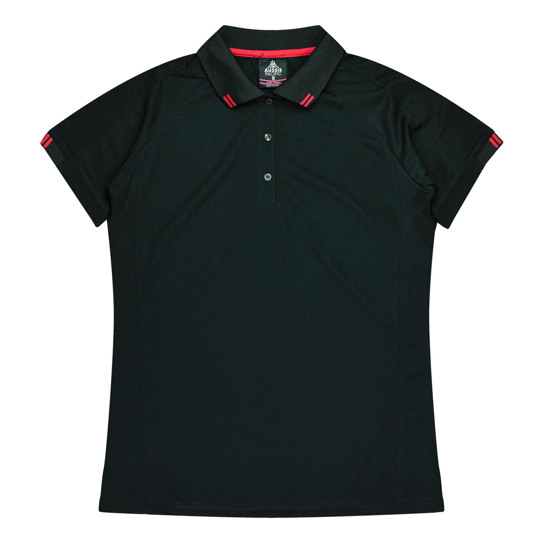 Aussie Pacific The Flinders Polo | Ladies | Short Sleeve Black/Red Shirts & Tops