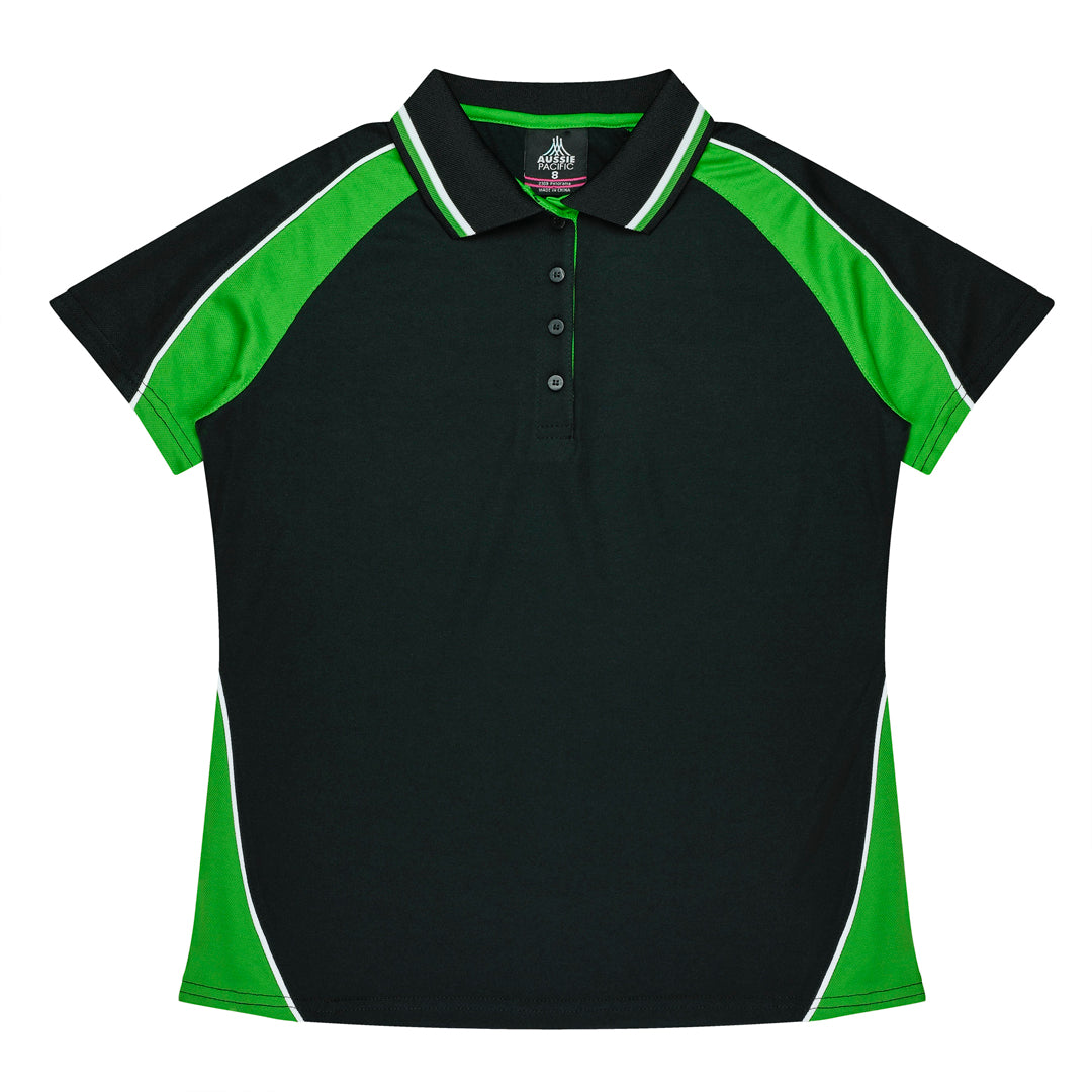 Aussie Pacific The Panorama Polo | Ladies | Short Sleeve Black/Kawa Green/White Shirts & Tops