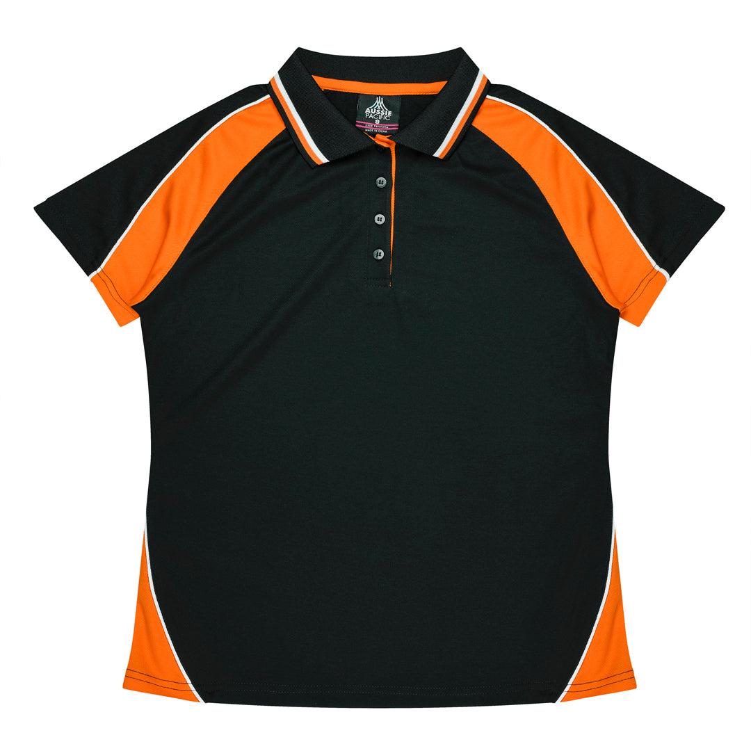 Aussie Pacific The Panorama Polo | Ladies | Short Sleeve | Plus Black/Orange/White Shirts & Tops