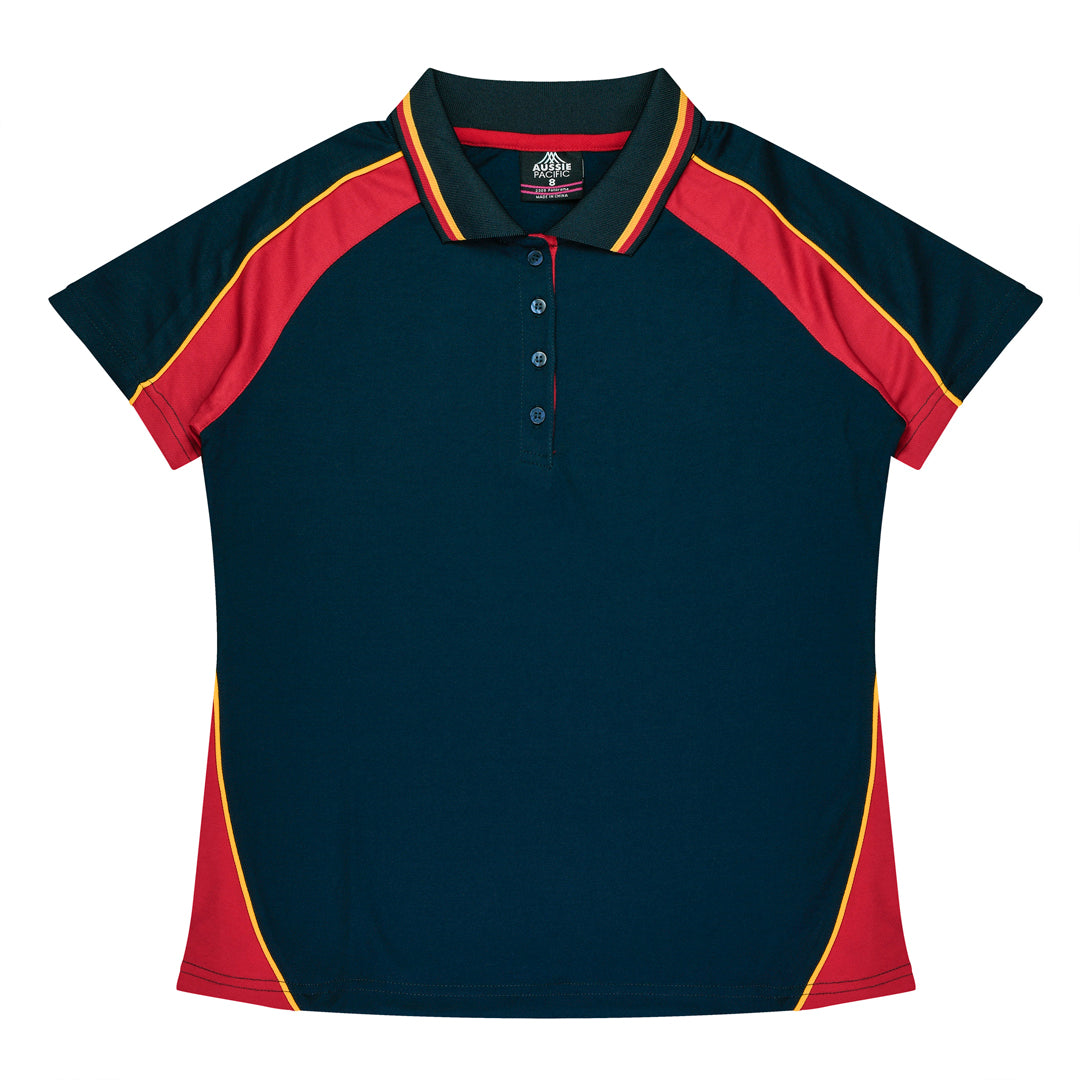 Aussie Pacific The Panorama Polo | Ladies | Short Sleeve | Plus Navy/Red/Gold Shirts & Tops