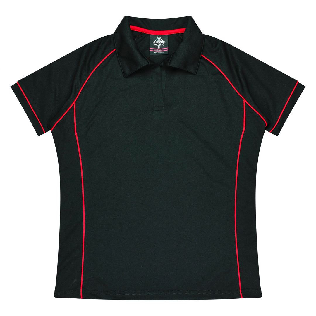 Aussie Pacific The Endeavour Polo | Ladies | Short Sleeve Black/Red Shirts & Tops