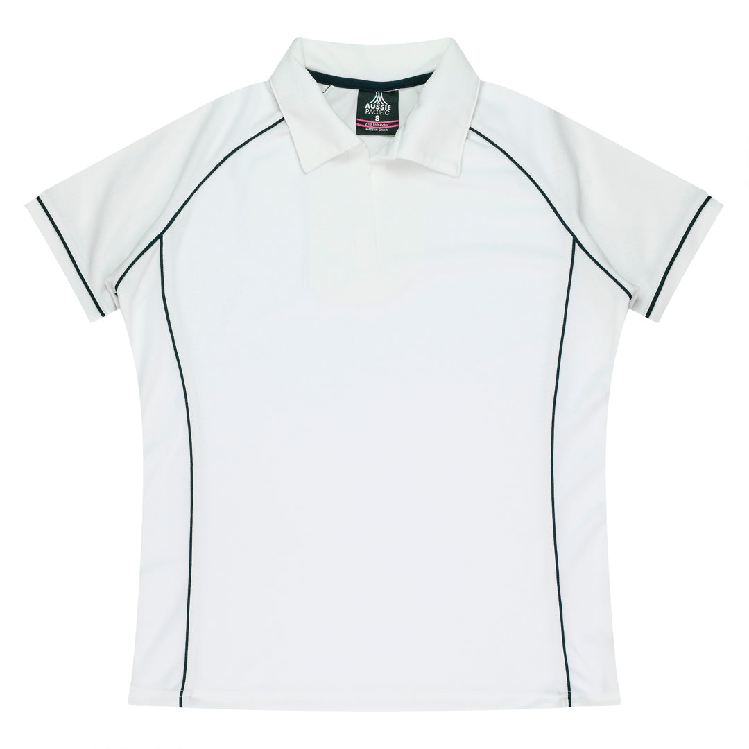 Aussie Pacific The Endeavour Polo | Ladies | Short Sleeve Clearance White/Navy Shirts & Tops