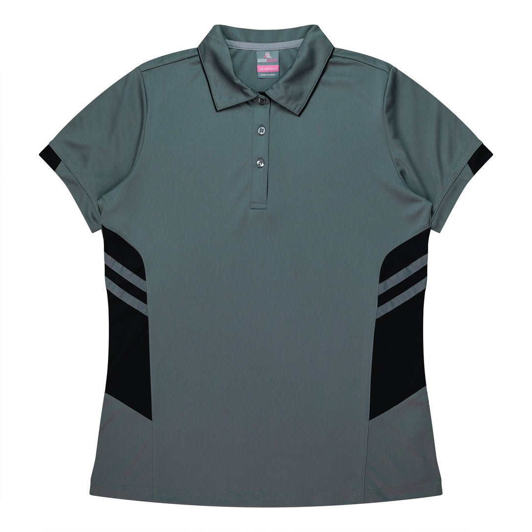 Aussie Pacific The Tasman Polo | Ladies | Short Sleeve | Grey Base Ashe/Black Shirts & Tops
