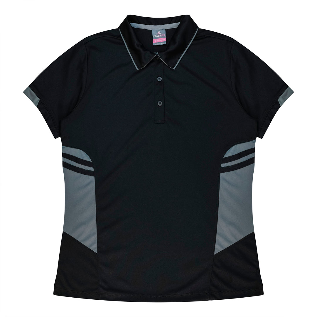 Aussie Pacific The Tasman Polo | Ladies | Short Sleeve | Black Base Black/Ashe Shirts & Tops