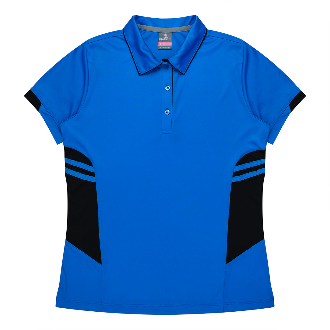 Aussie Pacific The Tasman Polo | Ladies | Short Sleeve | Blue Base Cyan/Black Shirts & Tops