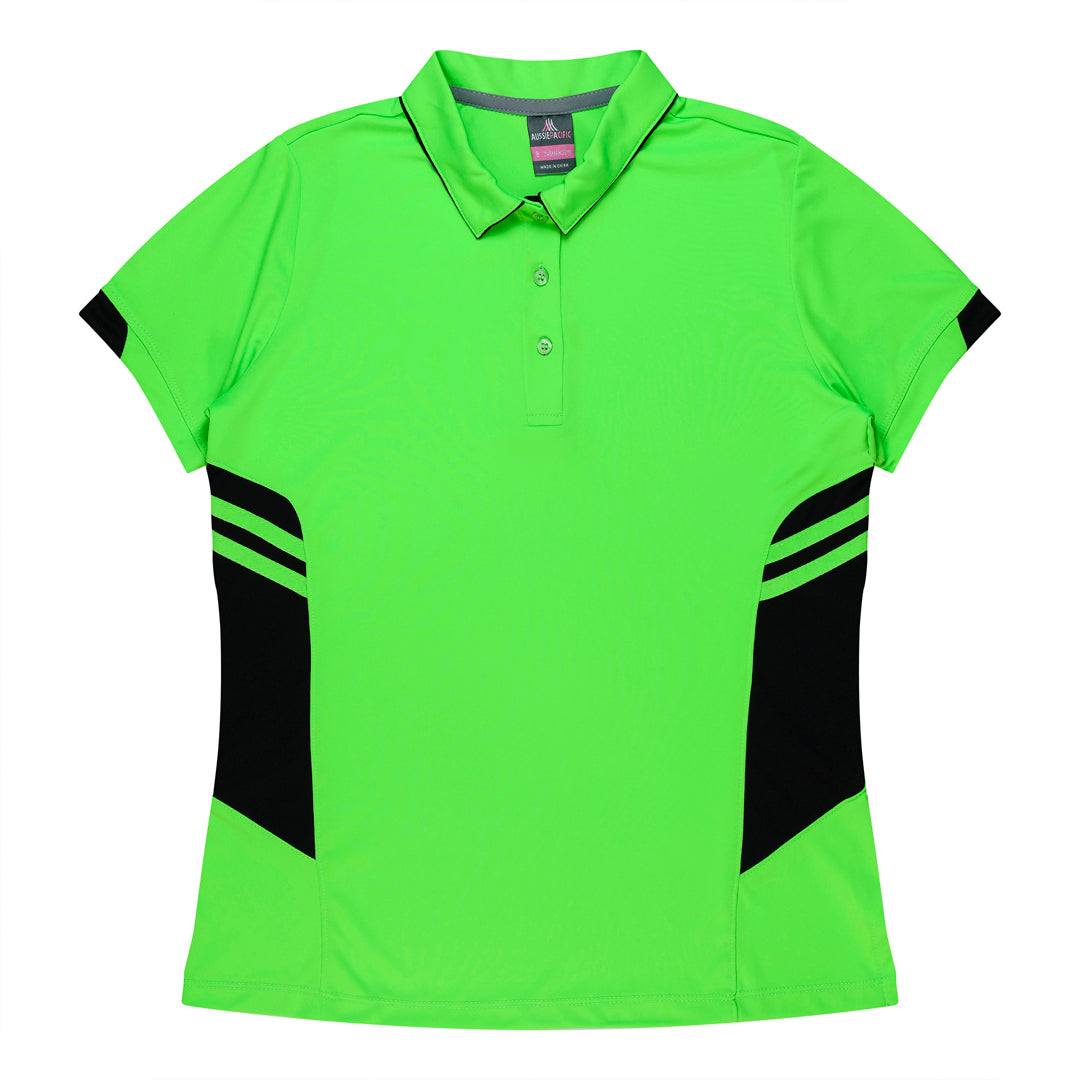 Aussie Pacific The Tasman Polo | Ladies | Short Sleeve | Neon Base Neon Green/Black Shirts & Tops