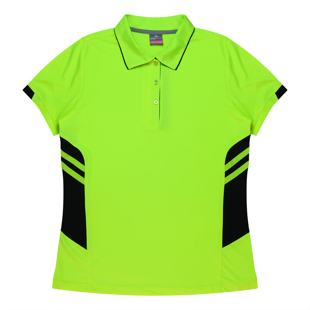Aussie Pacific The Tasman Polo | Ladies | Short Sleeve | Neon Base Neon Yellow/Black Shirts & Tops