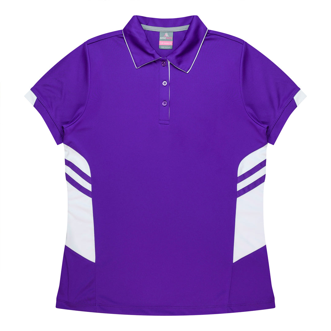 Aussie Pacific The Tasman Polo | Ladies | Short Sleeve | Mixed Base Purple/White Shirts & Tops