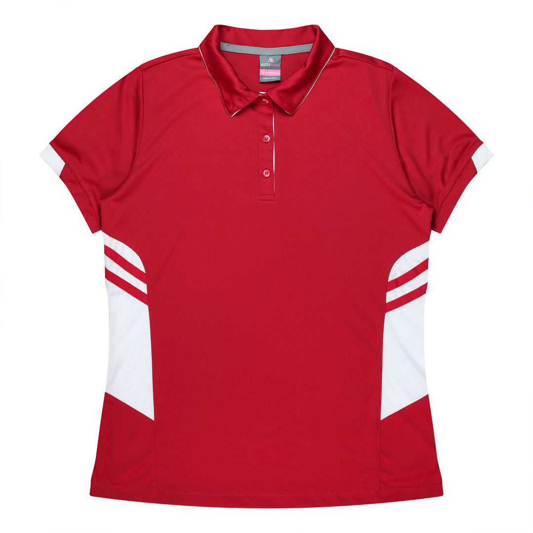 Aussie Pacific The Tasman Polo | Ladies | Short Sleeve | Mixed Base Red/White Shirts & Tops