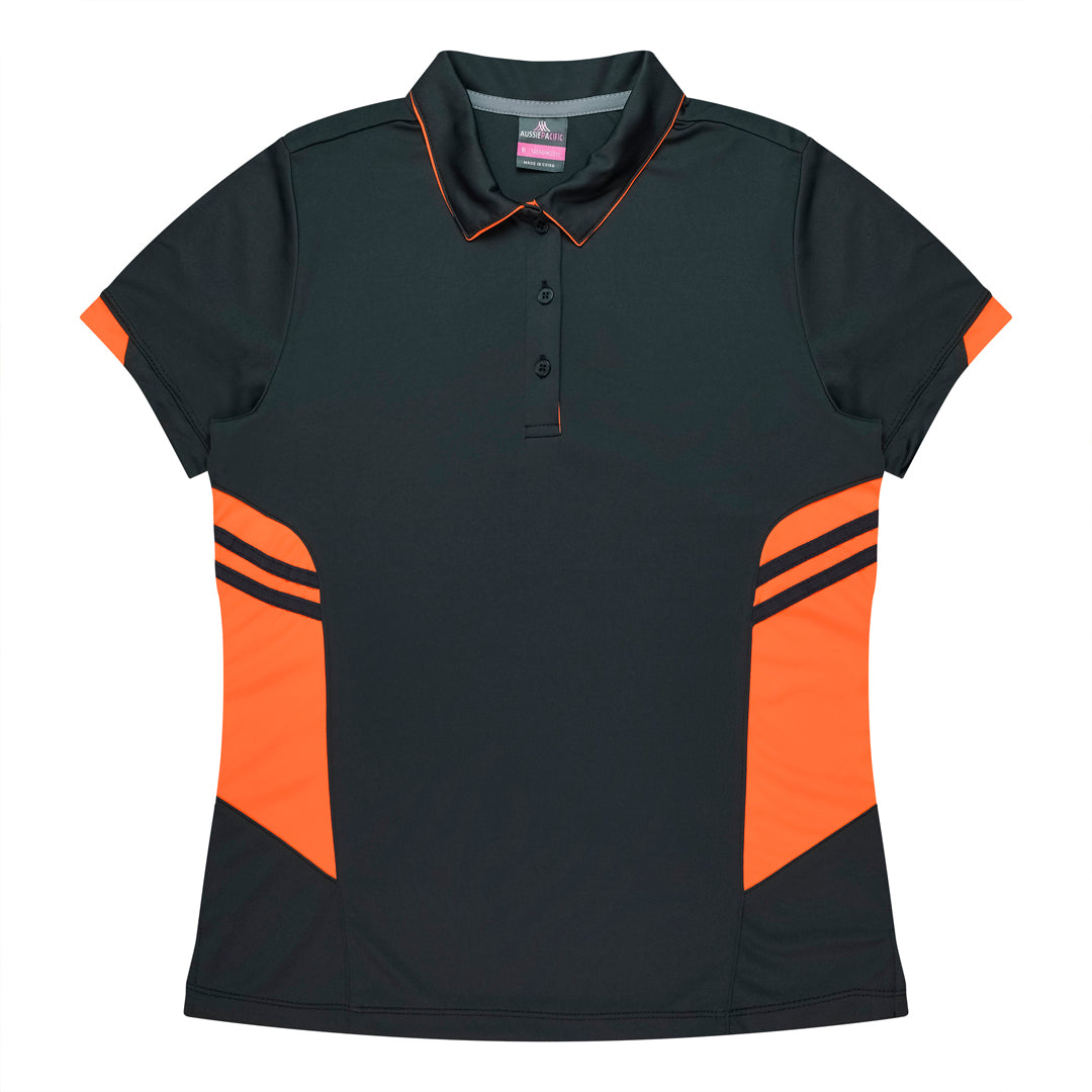 Aussie Pacific The Tasman Polo | Ladies | Short Sleeve | Grey Base Slate/Neon Orange Shirts & Tops