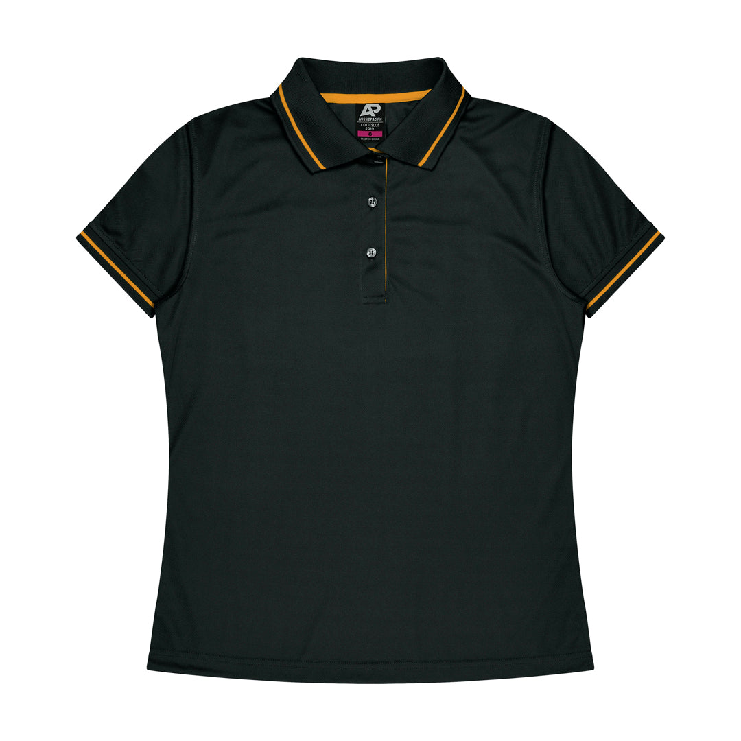 Aussie Pacific The Cottesloe Polo | Ladies | Short Sleeve Black/Gold Shirts & Tops
